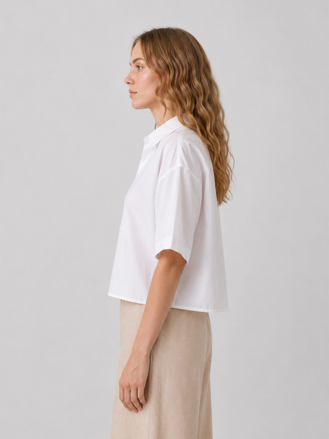 Short Length White Cotton Shirt