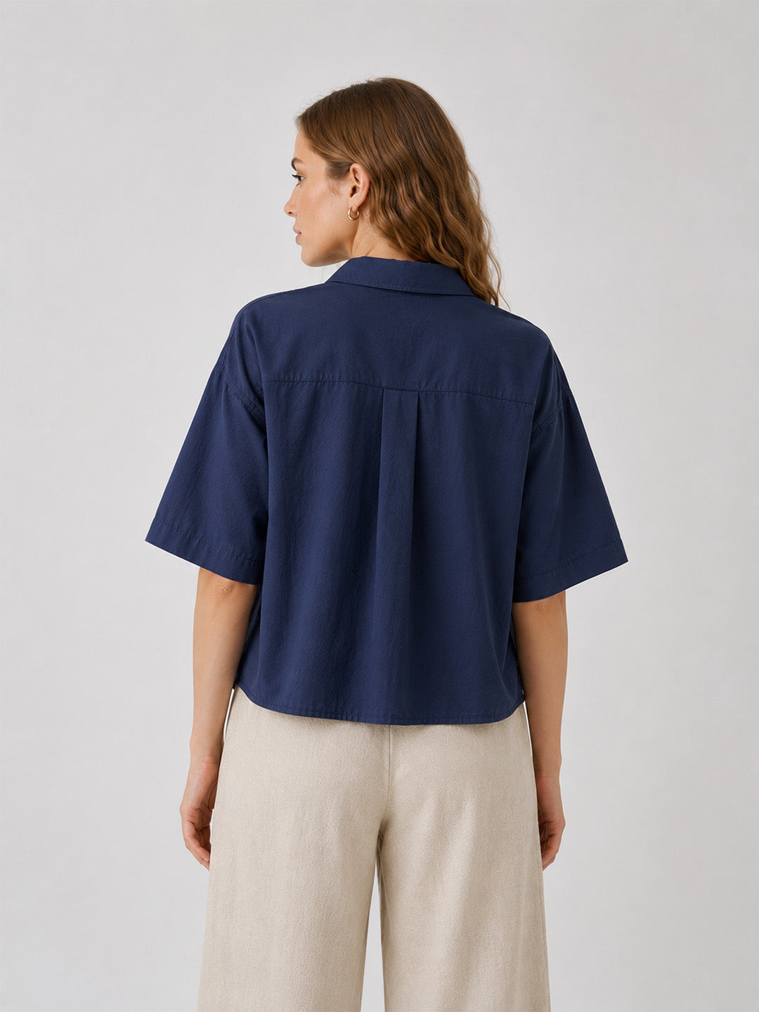 Short Length Blue Cotton Shirt