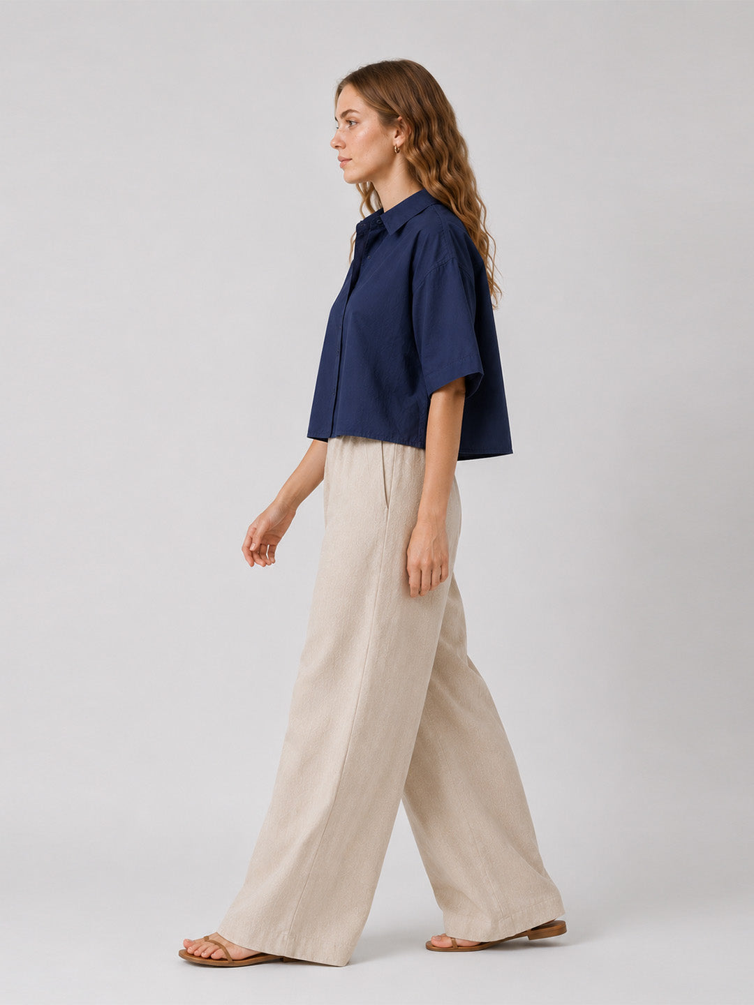 Short Length Blue Cotton Shirt