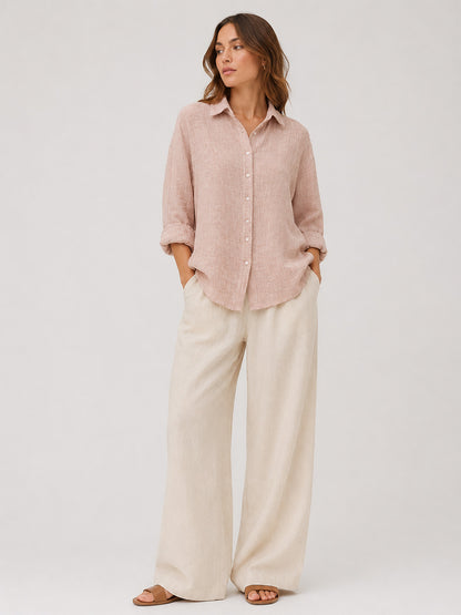 Cotton loose waeve shirt