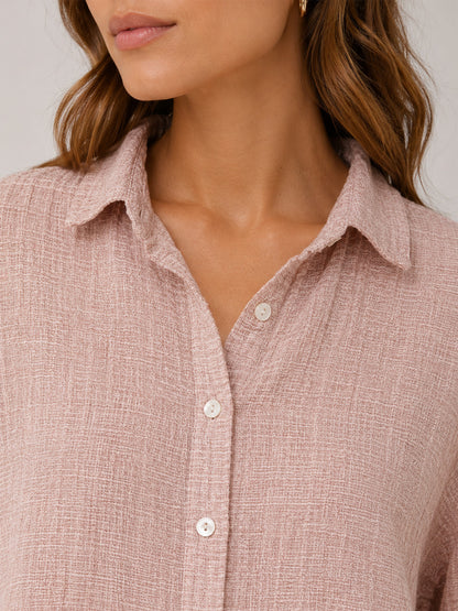 Cotton loose waeve shirt