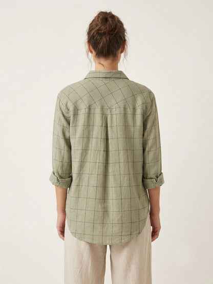 scoup-linen-green-check-shirt
