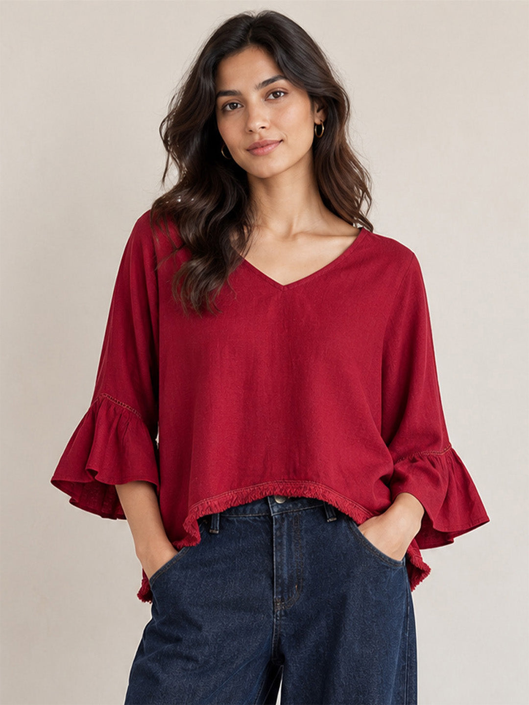 scoup-v-neck-lace-top