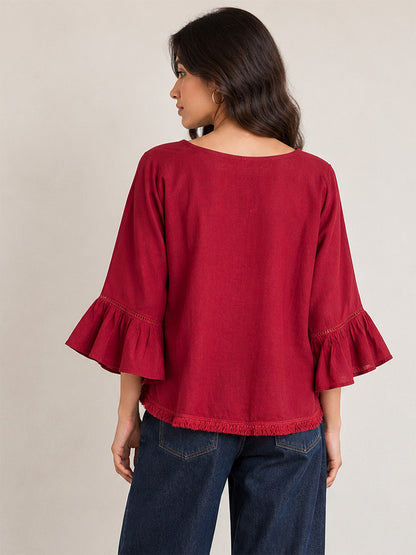 scoup-v-neck-lace-top