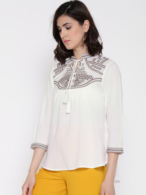 Neck Embroidered Sleeveless Top