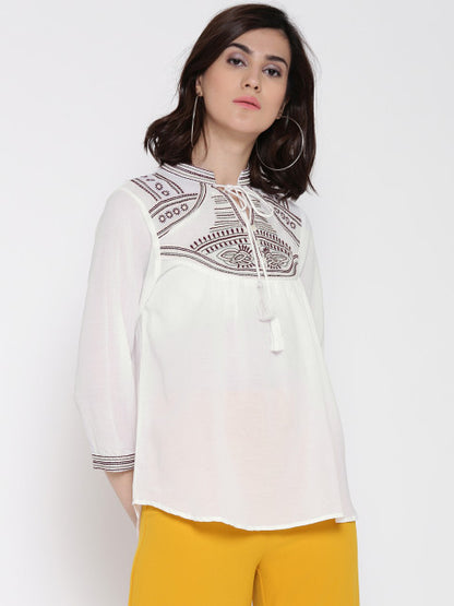 Neck Embroidered Sleeveless Top