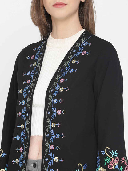 Multi Color Black Embroidered Shrug