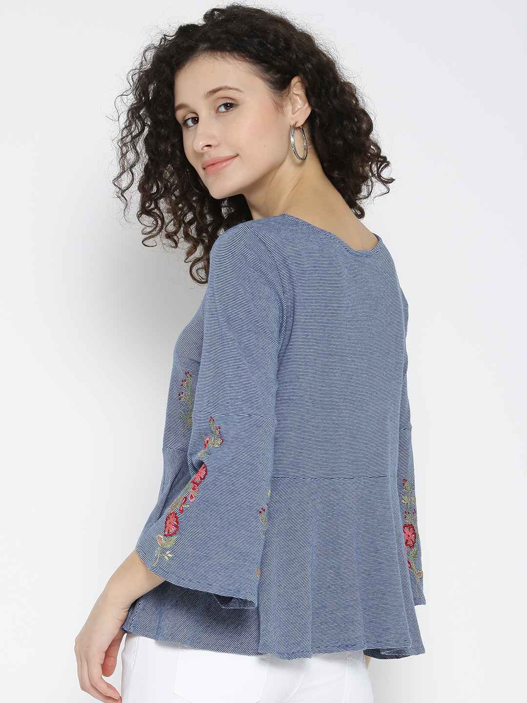 Cotton Jeresey Embroidered Peplum Top
