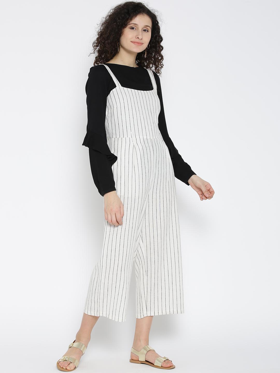 Cotton Ivory Stripe Dungarees