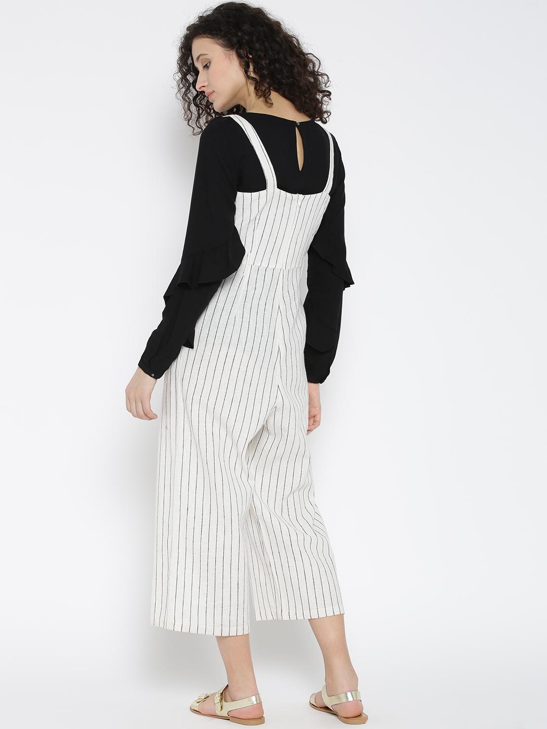 Cotton Ivory Stripe Dungarees