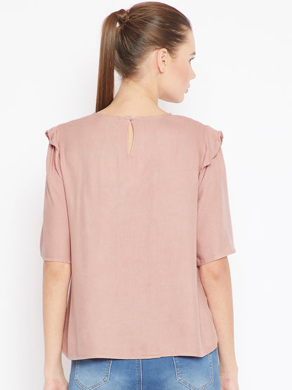 Peach-Coloured Embroidered Top