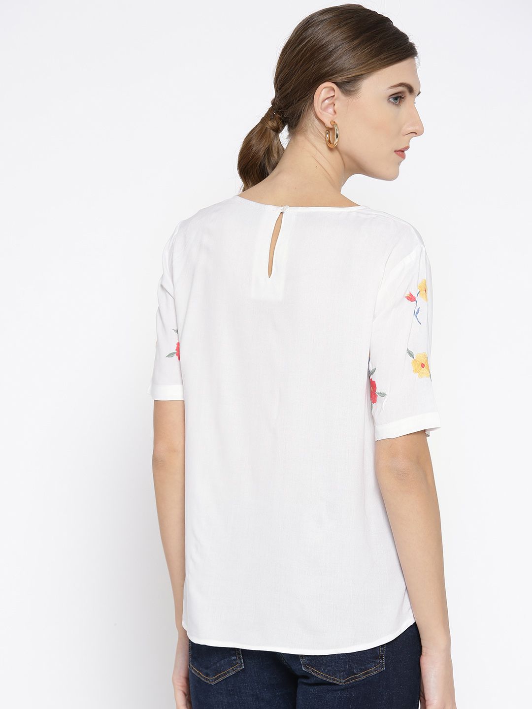 White Embroidered Short Top
