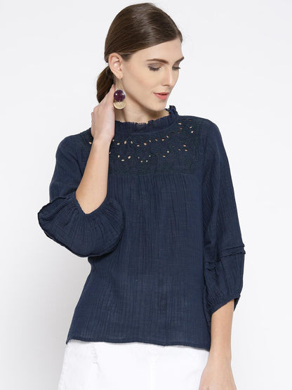 Navy Blue A-Line Cotton Top