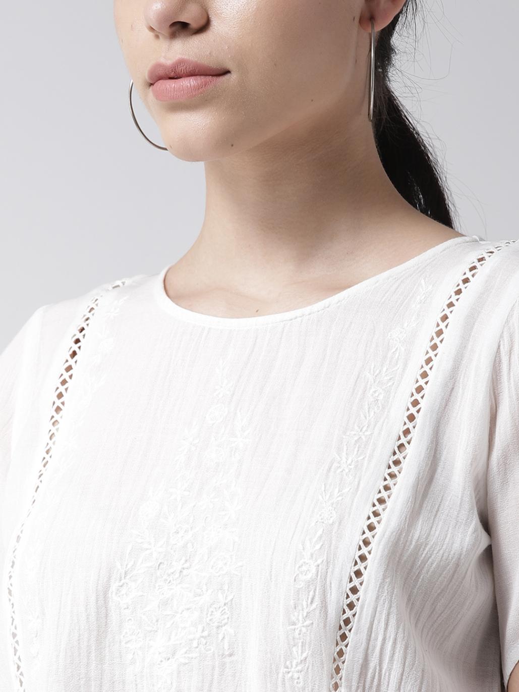 Embroidered Lace Insert Top