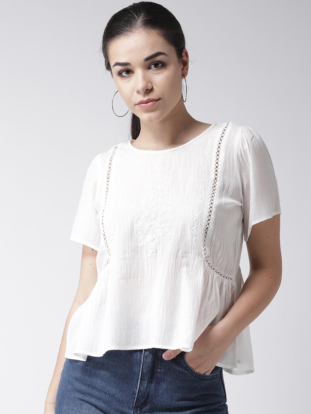 Embroidered Lace Insert Top