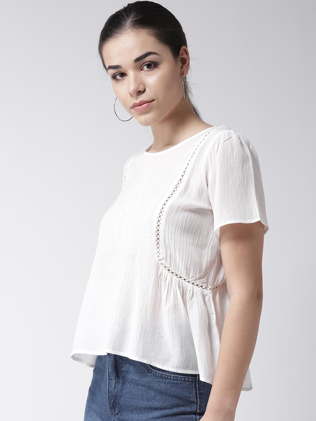 Embroidered Lace Insert Top