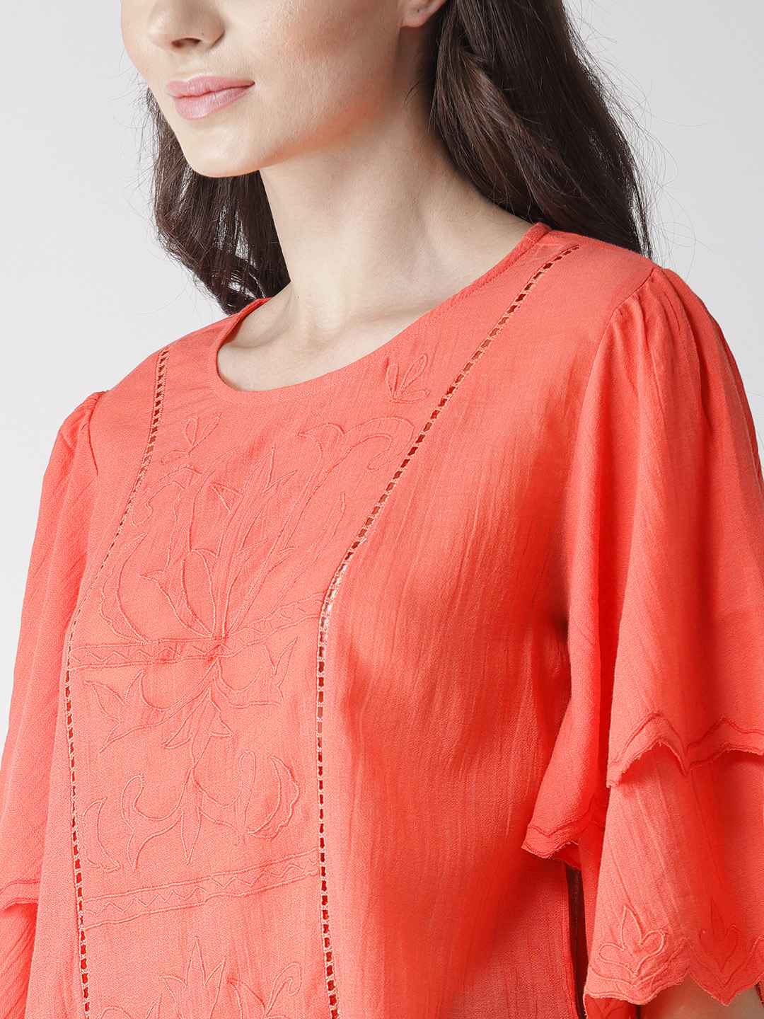 Coral Applique Top