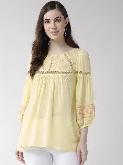 Rayon Embroidered Lace Insert Top