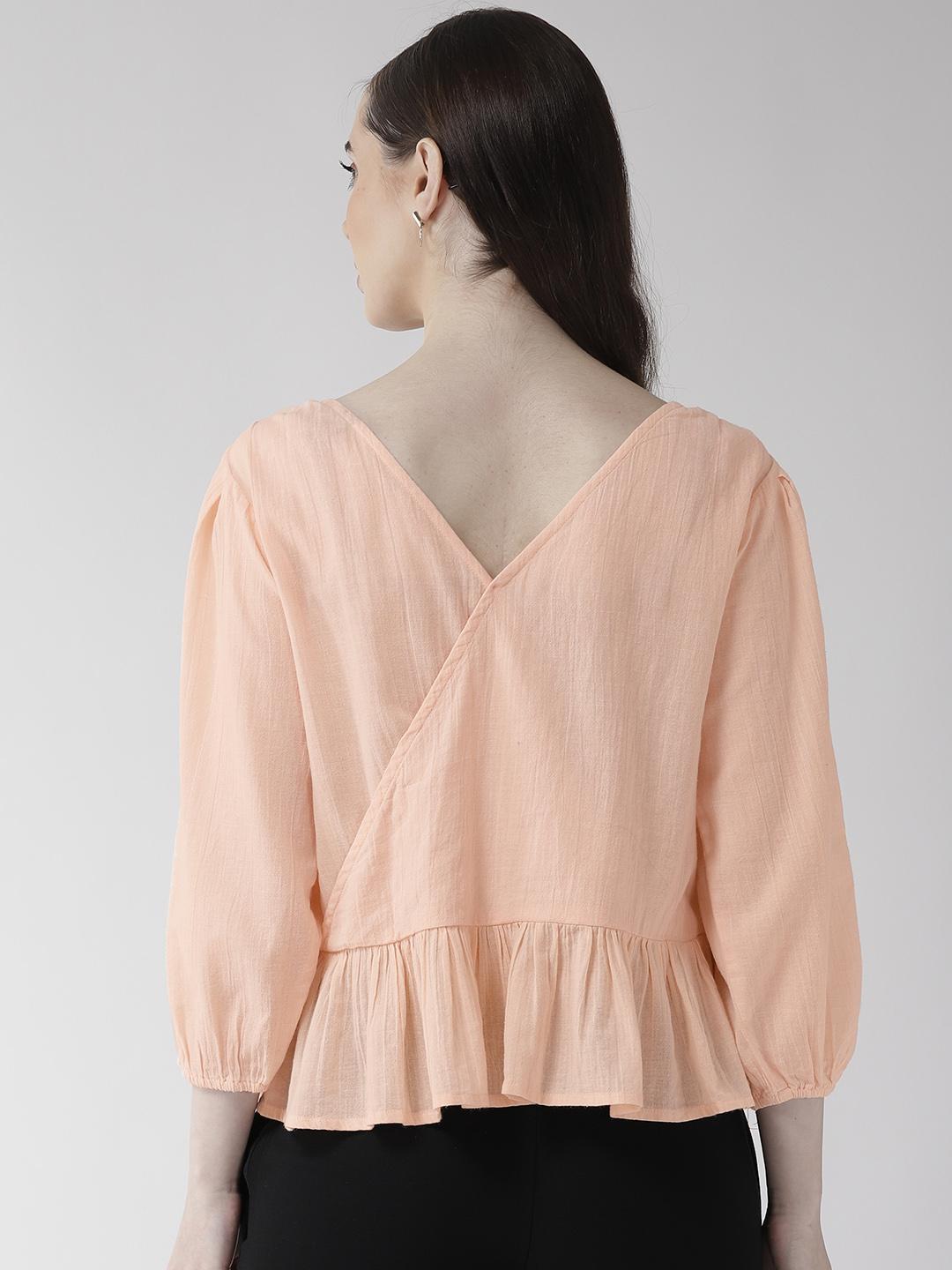 Peach-Coloured Embellished Styled Back Top