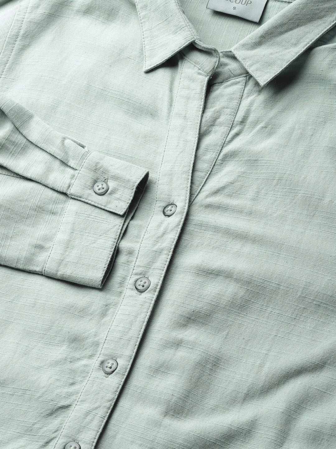 Cotton Linen Light Green Solid Shirt