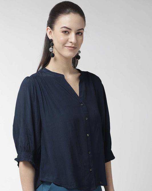 Navy Blue Solid Top
