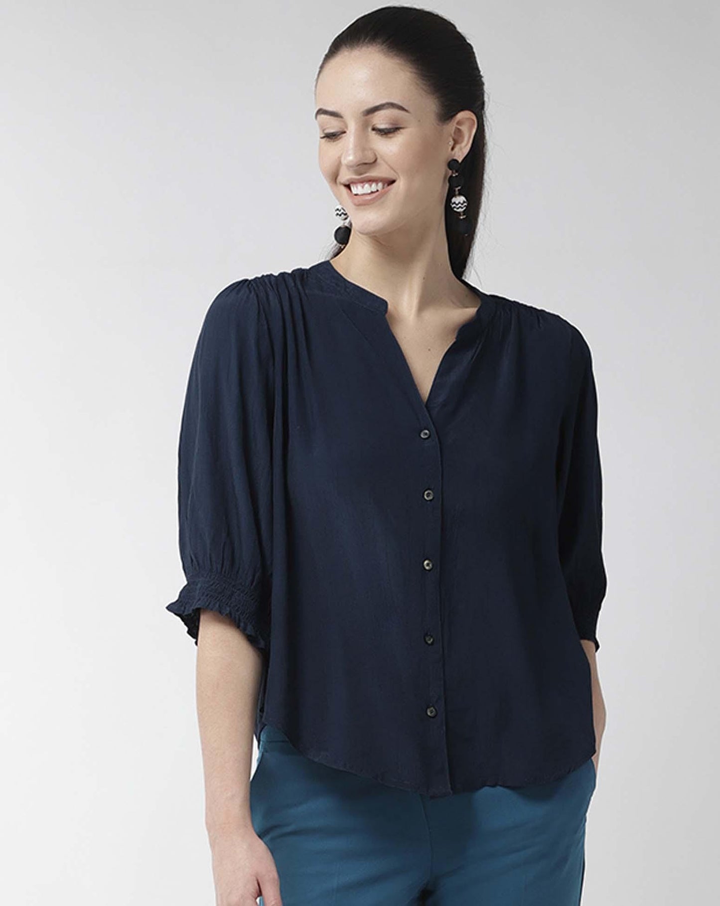 Navy Blue Solid Top