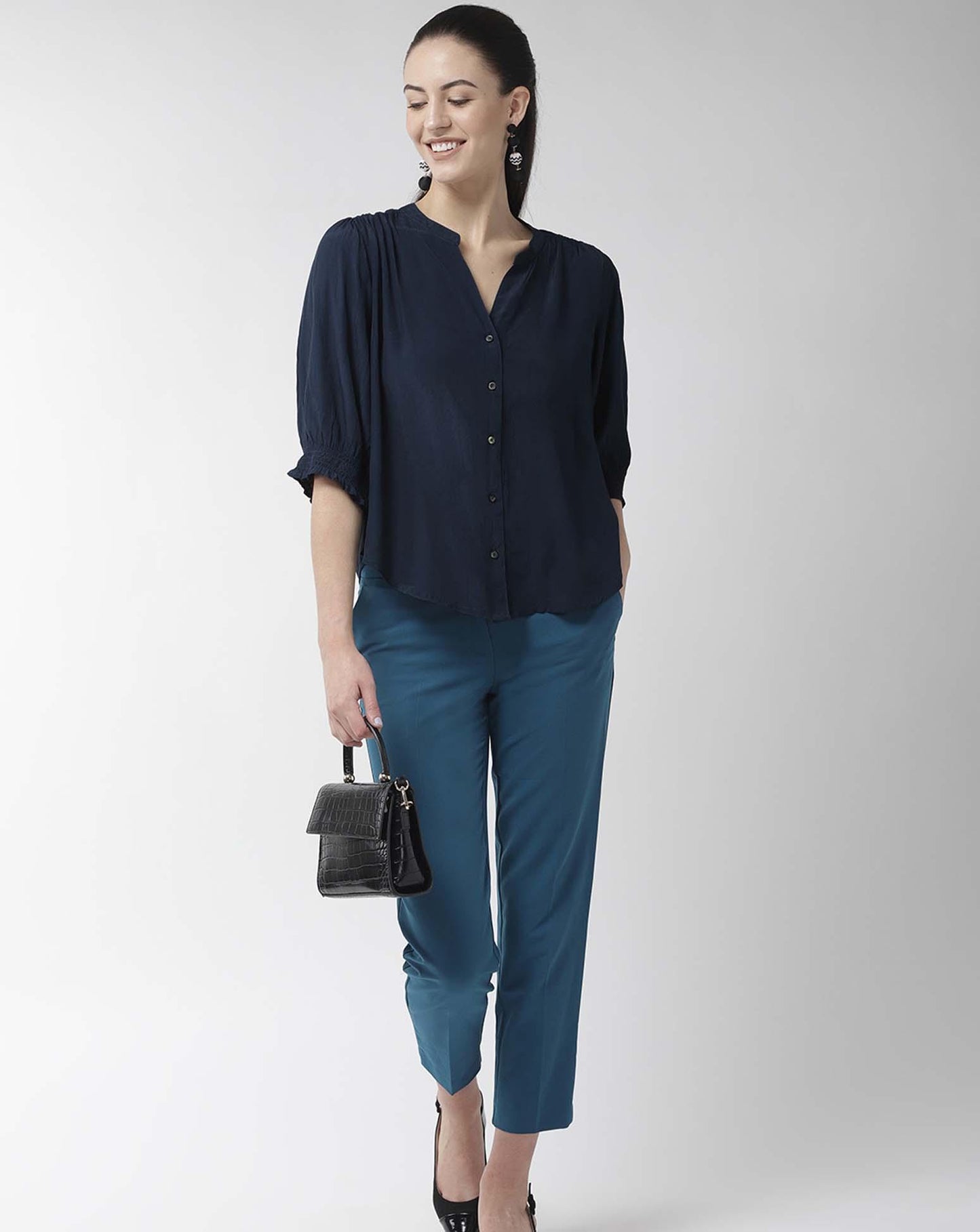 Navy Blue Solid Top