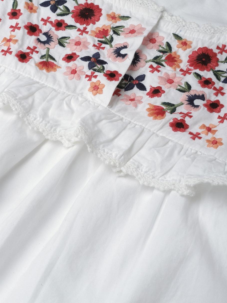 Embroidered White Cotton Top