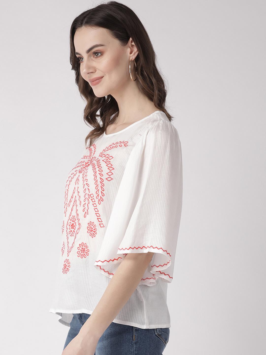 Bell Sleeve Embroidered Top