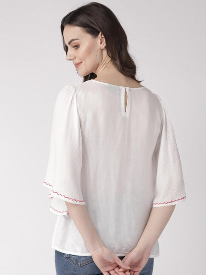 Bell Sleeve Embroidered Top