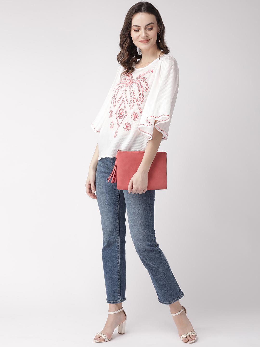 Bell Sleeve Embroidered Top