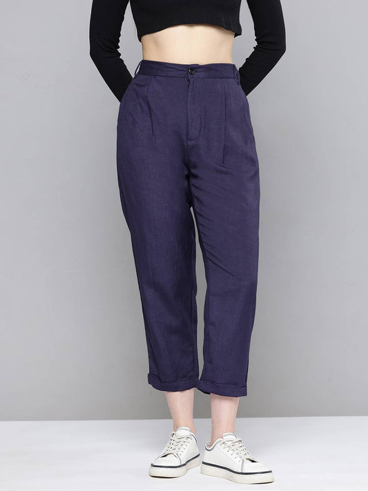 Women Relaxed Pleated Trousers