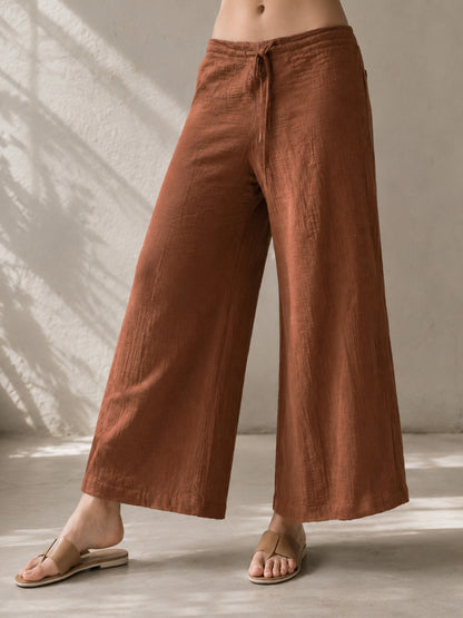 Cotton Wide Leg Trousers