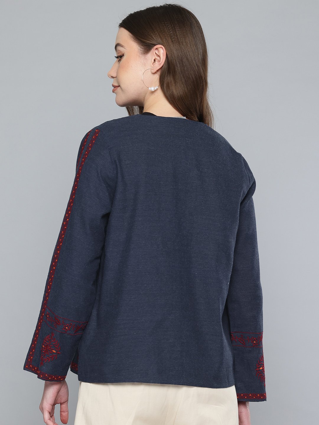 Embroidered  Blue Coverup