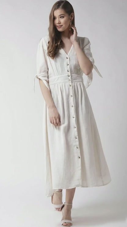 Off White Cotton Long Dress