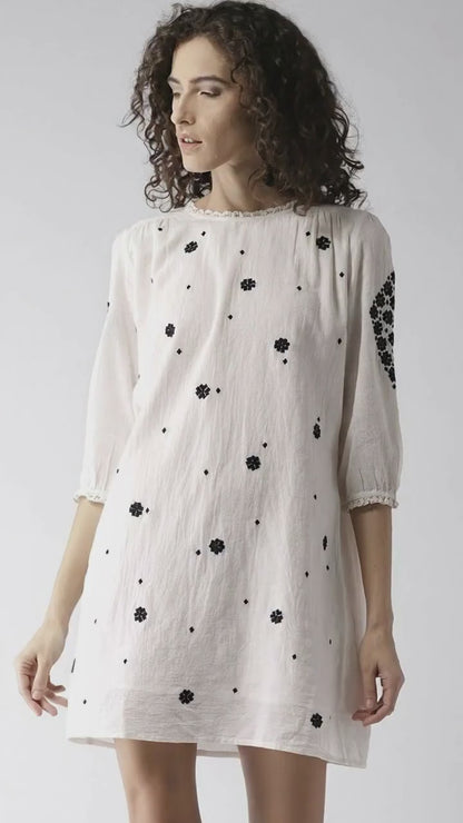Embroidered Shift Dress