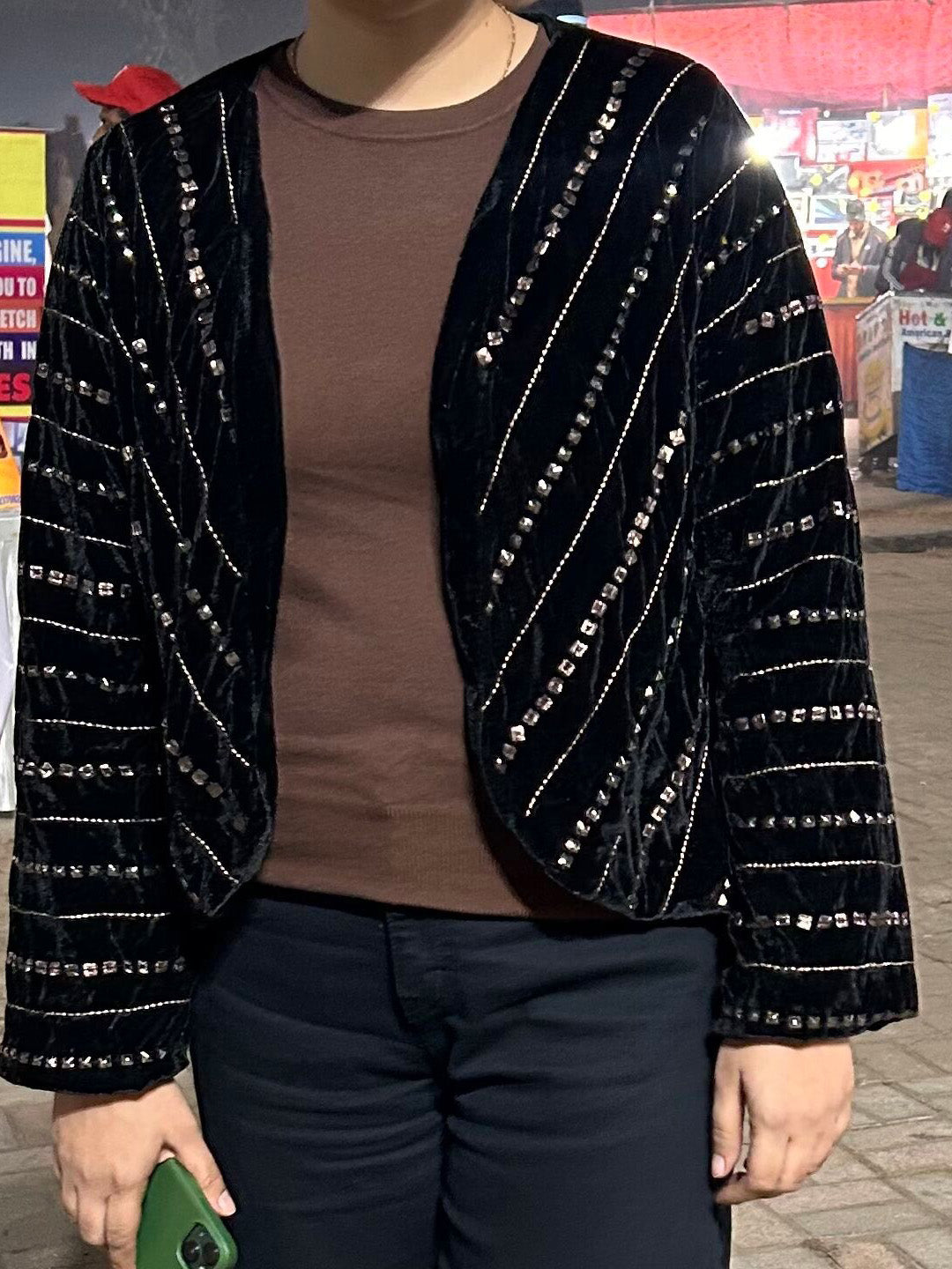 Hand embellished Velvet Shrug