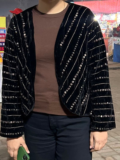 Hand embellished Velvet Shrug