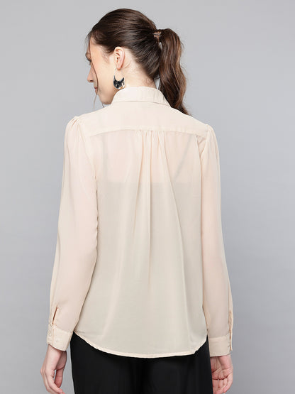 Hand embellished beige shirt