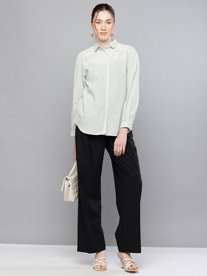 Light blue Cotton dobby hand embroidered shirt
