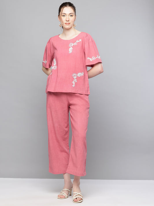 Cotton embroidered cordset
