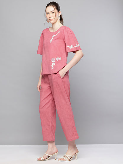 Cotton embroidered cordset